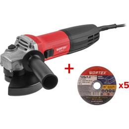 Одноручная углошлифмашина WORTEX AG 1207-5 в кор. 720 Вт, 125 мм, 10 000 об/мин