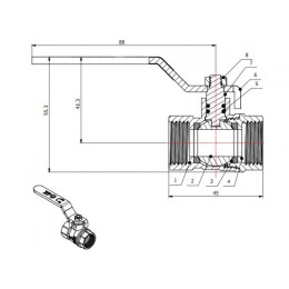 Кран шаровый 1/2" вн.-вн. ручка PN30, AV Engineering