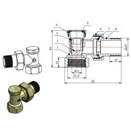Кран вентильный угловой 1/2" вн.-нар. для радиатора, AV Engineering