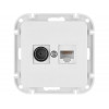 Розетка 2-ая комби компьютерная+телевизионная (скрытая) белая, Astrum, BYLECTRICA