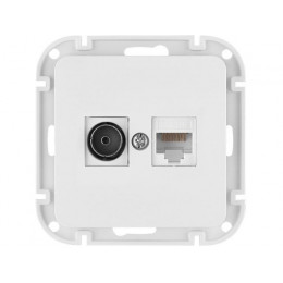 Розетка 2-ая комби компьютерная+телевизионная (скрытая) белая, Astrum, BYLECTRICA