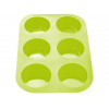 Форма для выпечки, силиконовая, прямоугольная на 6 кексов, 26 х 17.5 х 3 см, зеленая, PERFECTO LINEA