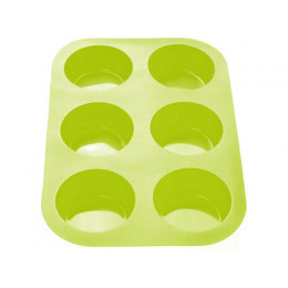 Форма для выпечки, силиконовая, прямоугольная на 6 кексов, 26 х 17.5 х 3 см, зеленая, PERFECTO LINEA