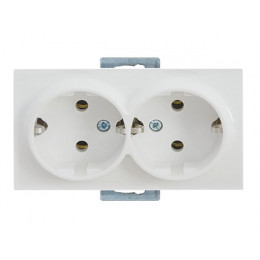 Розетка 2-ая (скрытая, с/з) белая, RITA, MUTLUSAN