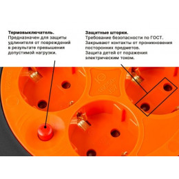 Удлинитель на катушке 40м (4 роз., 3,5кВт, с/з, ПВС 3х1,5) Юпитер