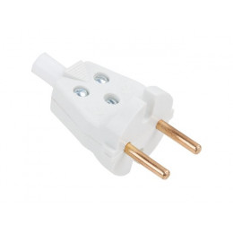 Вилка (б/з, 6А, 250В) белая, Юпитер