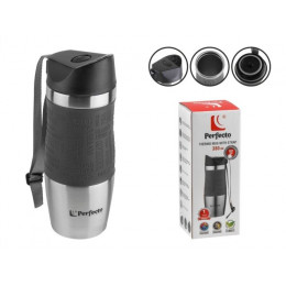 Термокружка с ремешком, 380 мл, нержавеющая сталь, black,  PERFECTO LINEA