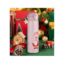 Термос, 480 мл, нержавеющая сталь, MERRY CHRISTMAS, розовый, PERFECTO LINEA