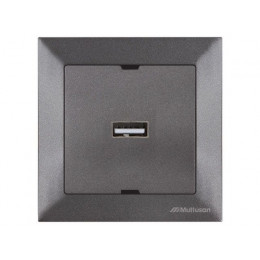 Розетка 1-ая USB (скрытая) дымчатая, DARIA, MUTLUSAN