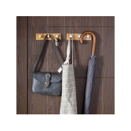 Планка самоклеящаяся  3 крючка PEGASUS, нержавеющая сталь/бамбук, карт.уп., PERFECTO LINEA