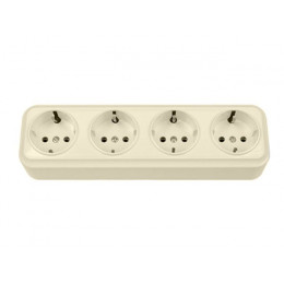 Розетка 4-ая (открытая, с/з) бежевая, Вариант, BYLECTRICA