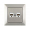 Розетка компьютерная 2xRJ45 (Cat6, скрытая) титан, DARIA, MUTLUSAN