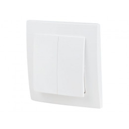 Выключатель 2 клав. (cкрытый, 6А) белый, Стандарт, Юпитер