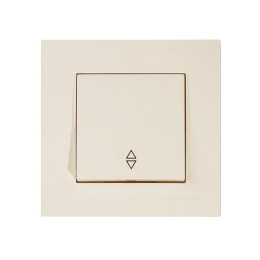 Выключатель проходной 1-клав. (скрытый, пруж. зажим) кремовый, RITA, MUTLUSAN