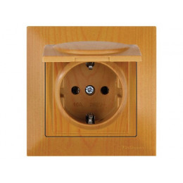 Розетка 1-ая (скрытая, с/з, с крышкой) дуб, DARIA, MUTLUSAN