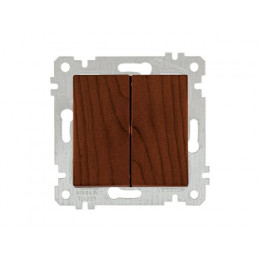 Выключатель 2-клав. (скрытый, без рамки, пруж. зажим) орех, RITA, MUTLUSAN