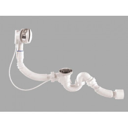 Сифон для ванны автомат U-образный с выпуском и переливом, с гибкой трубой 40х40/50, BAKIMAY