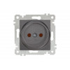 Розетка 1-ая (скрытая, без рамки, б/з, шторки) дымчатая, RITA, MUTLUSAN