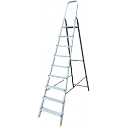 Лестница-стремянка Алюмет AMS7809 (40*20, усиленная, 9-и ступ., алюминий/сталь)