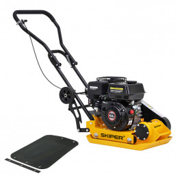 Виброплита SKIPER C60L-WM (LC160F, 5.5л.с., плита 53х37см., 11кН, 25м/мин, рез. коврик, колёса)