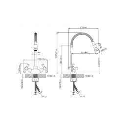 Смеситель латунный для кухни "Oasis" L1002HCGLB (М28×1,5, 23,2см)