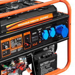 Электростанция SKIPER LT9000EK (6.5кВт, 2х230В/16А/3.5кВт, 1х230В/32А/6кВт, 12В, эл.стар, бак 25.0л)