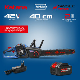 Пила цепная аккумуляторная KATANA DT2103-PRO(Бесщет, 42V, 2x3Ah, 40см, 0,375", 1,3мм, 56зв.,бесключ)