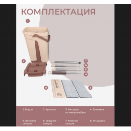 Швабра и ведро с отжимом SKIPER для мытья пола 10 литров (комплект)