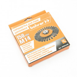 Кордщетка Bohrer для УШМ (дисковая, витая жесткая 150мм, толщ. проволоки 0,5мм, М14)