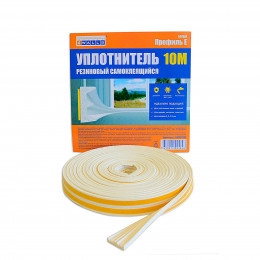 Уплотнитель резиновый 4Walls URB010E (E-профиль, 4*9мм, 10м, белый)