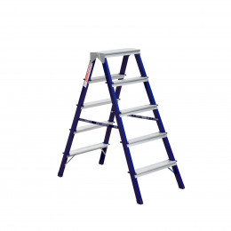 Лестница-стремянка двусторонняя Алюмет MD8205 (40*20, 5-и ступ., сталь, алюм. ступени)