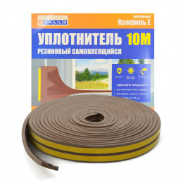 Уплотнитель резиновый 4Walls URK010E (E-профиль, 4*9мм, 10м, коричневый)