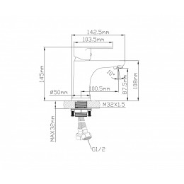 Смеситель латунный для раковины и умывальника "Oasis" L3013MG (М32×1,5, 8,7см)