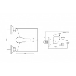 Смеситель настенный латунный для ванной комнаты "Oasis" L2002M_Mic (G1/2, 14,5см)