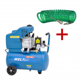 АКЦИЯ! Возд. компрессор WELT AR25LT (до 235л/мин,8атм,25л,230В,1.50кВт) + Шланг SKIPER PH05 (PU, 5м)