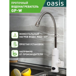 Водонагреватель проточный Oasis GP-W (3,3кВт, 1,2", 6бар, гибкий излив, дисплей, УЗО)